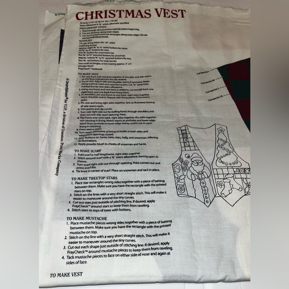 Dreamspinners Vintage Christmas Vest Cut & Sew Fabric Panel - Picture 6 of 16